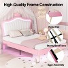 Streamdale Full Size Upholstered Bed Frame with LED Lights,Modern Upholstered Princess Bed With Crown Headboard,White+Pink - 3 of 4