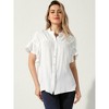 Allegra K Women's Casual Button Up Textured Ruffle Sleeve Blouse - 3 of 4