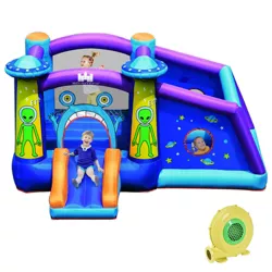 Costway Inflatable Bouncer Alien Bounce House Kids Jump Slide Ball Pit w/480W Blower