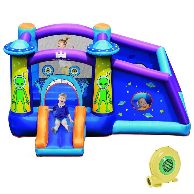 Costway Inflatable Bouncer Alien Bounce House Kids Jump Slide Ball Pit w/480W Blower, 1 of 11
