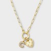 14K Gold Dipped Cubic Zirconia Puffy Heart Charm Initial Necklace - A New Day™ Gold - 2 of 4