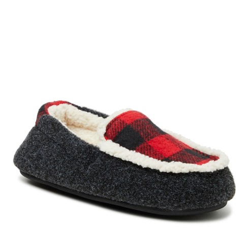 Dearfoams Kid's Unisex Hunter Felted Microwool And Plaid Moccasin - Black 11-12 Target