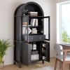 71" Tall Arched Pantry Cabinet with Adjustable Shelves, Glass Door & Hidden Drawer, Display Storage for Living Dining Room-3irtyhousy - 3 of 4