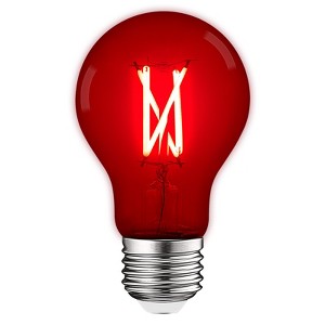 Luxrite A19 LED Red Light Bulb, 4.5W=60W Equivalent, Clear Glass Filament, UL Listed, Indoor Outdoor, Porch, Decoration, E26 Standard Base - 1 of 4