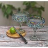 Dos Sueños Mexican Hand Blown Margarita Glasses - Confetti Rock Design - 16oz - Set of 2 - 2 of 4