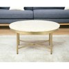 HomeRoots 18" Ivory And Gold Wood And Steel Round Coffee Table - 2 of 4