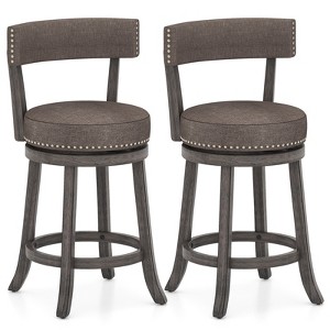 Tangkula 26" Counter Height Chairs Set of 2 w/ 360°  Swivel Seat Back & Cushioned Seat - 1 of 4
