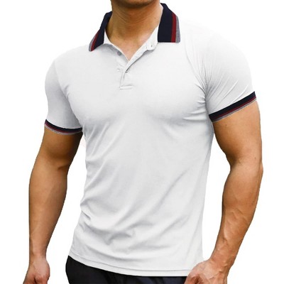 Men's Long Sleeve Polo Shirts Regular Fit Collared T-Shirt Casual Workout Golf Shirts