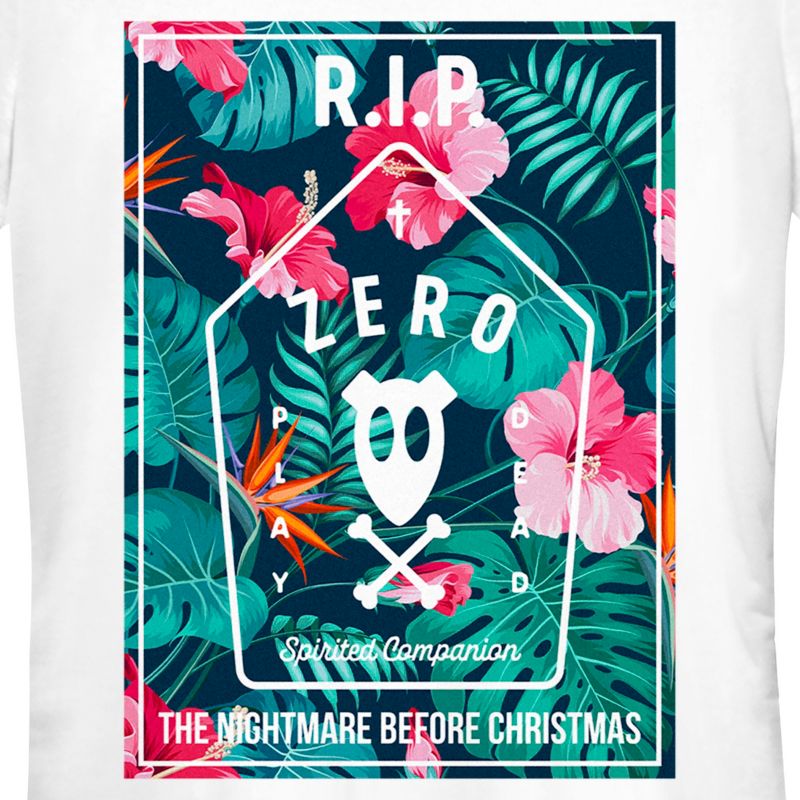 Juniors Womens The Nightmare Before Christmas Spirited Companion Zero T-Shirt, 2 of 5