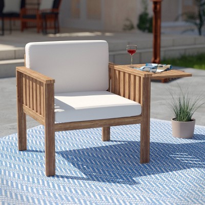 Stablom Outdoor Lounge Chair with Cushions - Natural/White - Aiden Lane