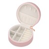 REGALWOVEN PU Leather Mini Portable Compact Round Jewelry Box Display Holder - 3 of 4