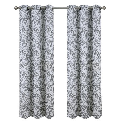 RT Designer Collection Brent Jacquard 2 Pack Luxurious Modern Design Curtain Panel 36" x 84" Silver