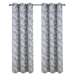 RT Designer Collection Brent Jacquard 2 Pack Luxurious Modern Design Curtain Panel 36" x 84" Silver - 1 of 4