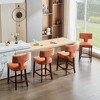 FONTOI 2PCS Counter Height Bar Stool with Copper Nails, Accent Chair with Curved Backrest, Orange, 19.7"*39"*22.05" - 4 of 4