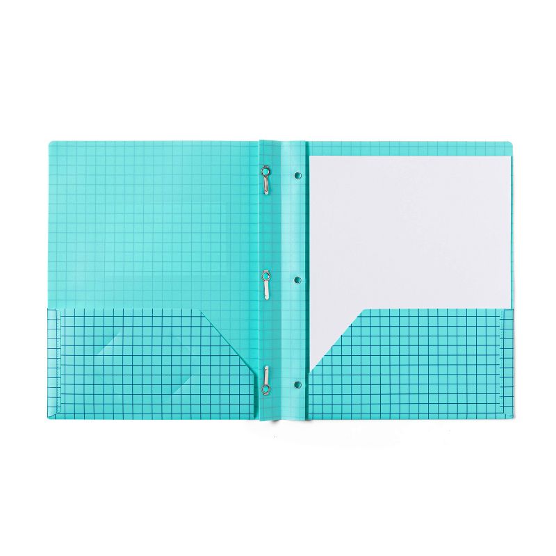 Poly Folder with Prongs Fashion Turquoise Grid - up &#38; up&#8482;, 2 of 6