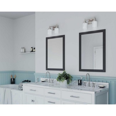 Brushed Nickel 2-Light Bath Fixture with White Linen Glass Shades