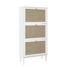 Vatros Rattan 3 Door Shoe Rack Freestanding Modern Shoe Storage Cabinet - 2 of 4