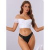 Allegra K Women's Waist Lace Low-Waisted T-Back Striped Thongs - 4 of 4