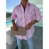 Clearlove Women's Button Down Shirts Striped Long Sleeve Tops Classic Office Work Blouses with Pocket - 4 of 4