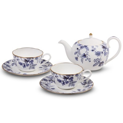 Noritake Blue Sorrentino Tea for Two Set (Tea Pot 19 oz., 2 cups, 2 saucers)