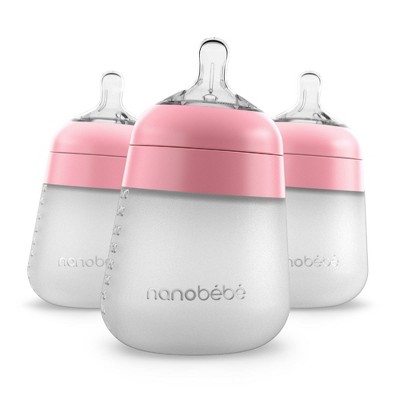 nanobebe 3pk Silicone Baby Bottle - Pink - 9oz