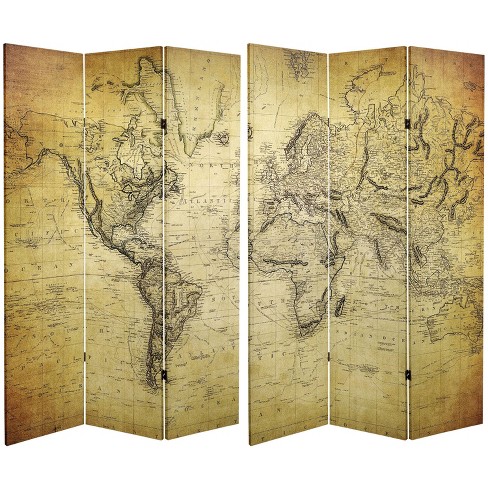 Australië Leger Regeneratie 6" Double Sided Vintage World Map Canvas Room Divider Beige - Oriental  Furniture : Target