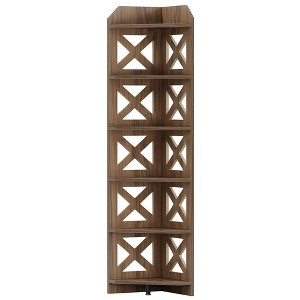 Resenkos Bookshelf, Bookcase Standing Shelf Unts,70.8" Corner Shelf, 6-Tier Corner Bookcase Display Shelves Plant Stand,Rustic Brown - 1 of 3
