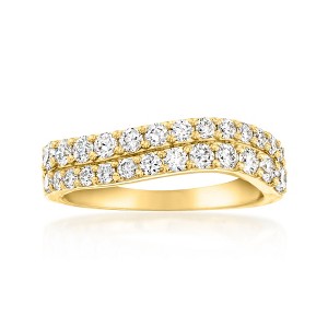 Ross-Simons 1.00 ct. t.w. Lab-Grown Diamond 2-Row Wave Ring in 18kt Gold Over Sterling - 1 of 4