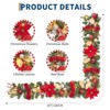6FT Pre-Lit Christmas Garland with 20 LED Lights, Greenery Xmas Garland with Red, Gold & Silver Ball Ornaments, Flowers, Ribbons, for Indoor Outdoor - 2 of 4