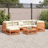 vidaXL Patio Sofa Set - 7 Piece Modular Outdoor Furniture in Wax Brown Pine Wood with Cream Cushions - Garden/Patio Seating Arrangement - 3 of 4