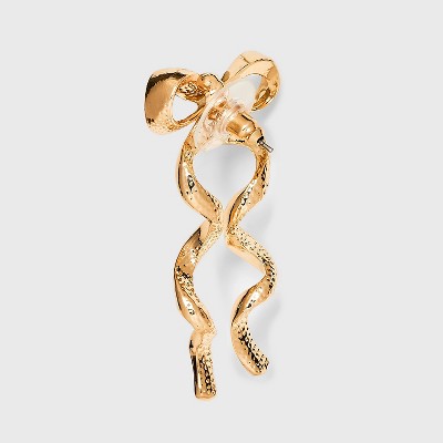 SUGARFIX by BaubleBar Bow Statement Stud Earrings - Gold: Zinc Material, Post Closure, 2" Length, 1.1" Width, 0.039 lbs - image 3