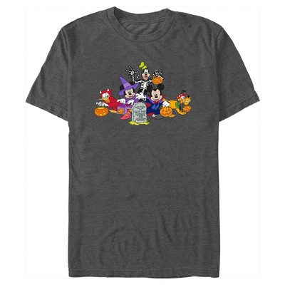 Men's Mickey & Friends Halloween Group Shot  T-Shirt - Charcoal Heather - X Large