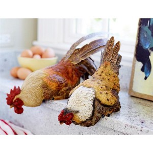 Hen and Rooster Shelf Sitter with Metal Accents (Set of 2) - 1 of 4