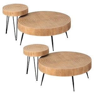 COZAYH 2 Piece Round Coffee Tables, Wooden Living Room Furniture, Ring, Set of 2 - 1 of 4