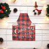 Unique Bargains Christmas Aprons Linen Red Black Beige 21.65"x26.77" 1 Pcs - 2 of 4
