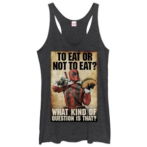 Women's Marvel Deadpool To Eat or Not To Eat Racerback Tank Top - 1 of 3