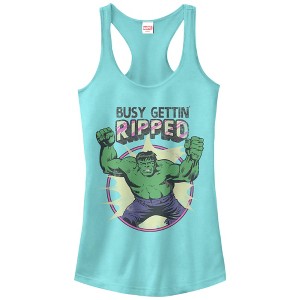 Juniors Womens Marvel Hulk Getting Ripped Racerback Tank Top - 1 of 3