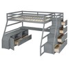 TIRAMISUBEST Twin/Full Size Loft Bed with 7 Storage Drawers and Bulit-in Desk, Wooden Loft Bedframe with Storage Shelves and Guardrail - 3 of 4
