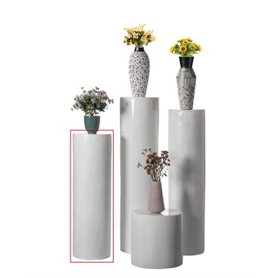 Tall White Fiberglass Cylinder Pedestal Stand