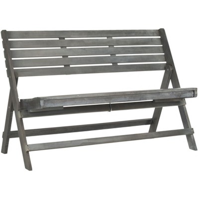 Ash Grey Acacia Wood Folding Outdoor Bench