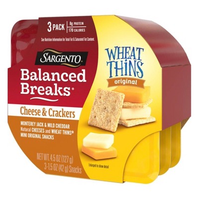 Sargento Balanced Breaks Cheese &#38; Mini Wheat Thin Crackers - 4.5oz/3ct