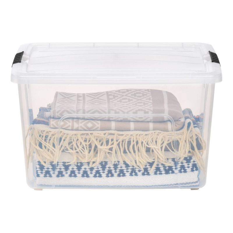 IRIS Stack and Pull Storage Bin with Lid Clear, 4 of 8