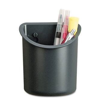 mDesign Plastic Small Office Storage Organizer Utility Tote Caddy with  Handle for Cabinets, Desks, Workspaces - Holds Desktop Office Supplies,  Pencils, Staplers Lumiere Collection, 4 Pack, Black