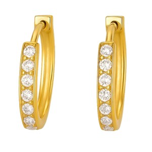18K Gold Plated Copper Plated Mini CZ Lace Ear Hoops Elegant Style - 1 of 4