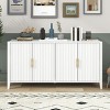63" Modern Sideboard Buffet Cabinet with Wavy Slatted Doors, Large Storage for Dining Room-3irtyhousy - 2 of 4