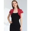 INSPIRE CHIC Women's Elegant Short Sleeve Sheer Floral Lace Shrug - 2 of 4