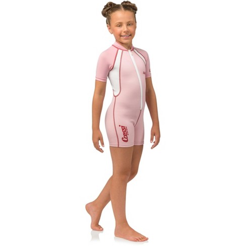 Short Sleeves-Pink/White Cressi Cressi Kids' Shorty Girl's 1.5 mm Thermal Wetsuit 3 y 