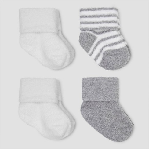 Carter's Just One You® Baby Boys' 4pk Chenille Socks - White/gray 0-3m ...