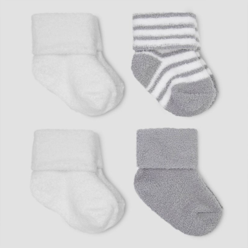 Carter's Just One You® Baby Boys' 4pk Chenille Socks - White/Gray, 1 of 4