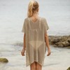 Clearlove Women's Plus Size Crochet Bikini Coverup Summer Short Sleeve V Neck Bikini Beach Dress - 4 of 4
